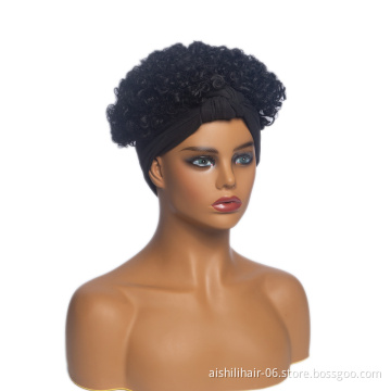 Aishili wholesale wig with headband attached black deep wave headband wigs for black women